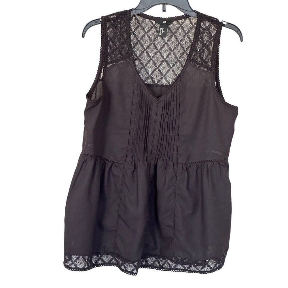 H&M Women’s Black Lacy lightweight Tank Top Size 12